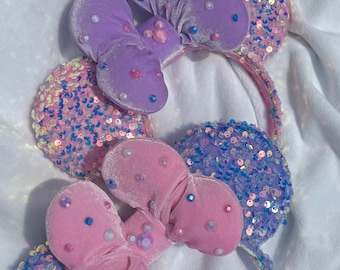 Pink and purple sequin Minnie Ears.