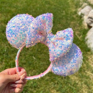 Iridescent LV Minnie Ears with crystal trim.