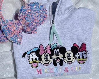 Embroidered Mickey and Co. Quarter-Zip Sweatshirt - DisneyWorld Disneyland