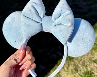Baby blue rhinestone Mouse ears.