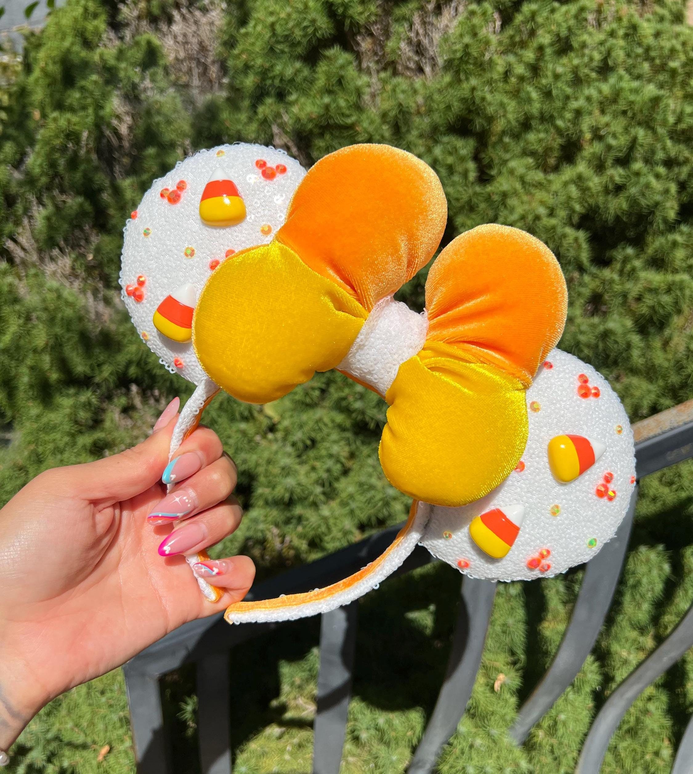 Disney Inspired Orange Daisy Rhinestone Minnie Ears Adult Headband Sparkle Amazon.com: DISNEY Parks EAR HEADBAND Adult HALLOWEEN 2017  main image 2
