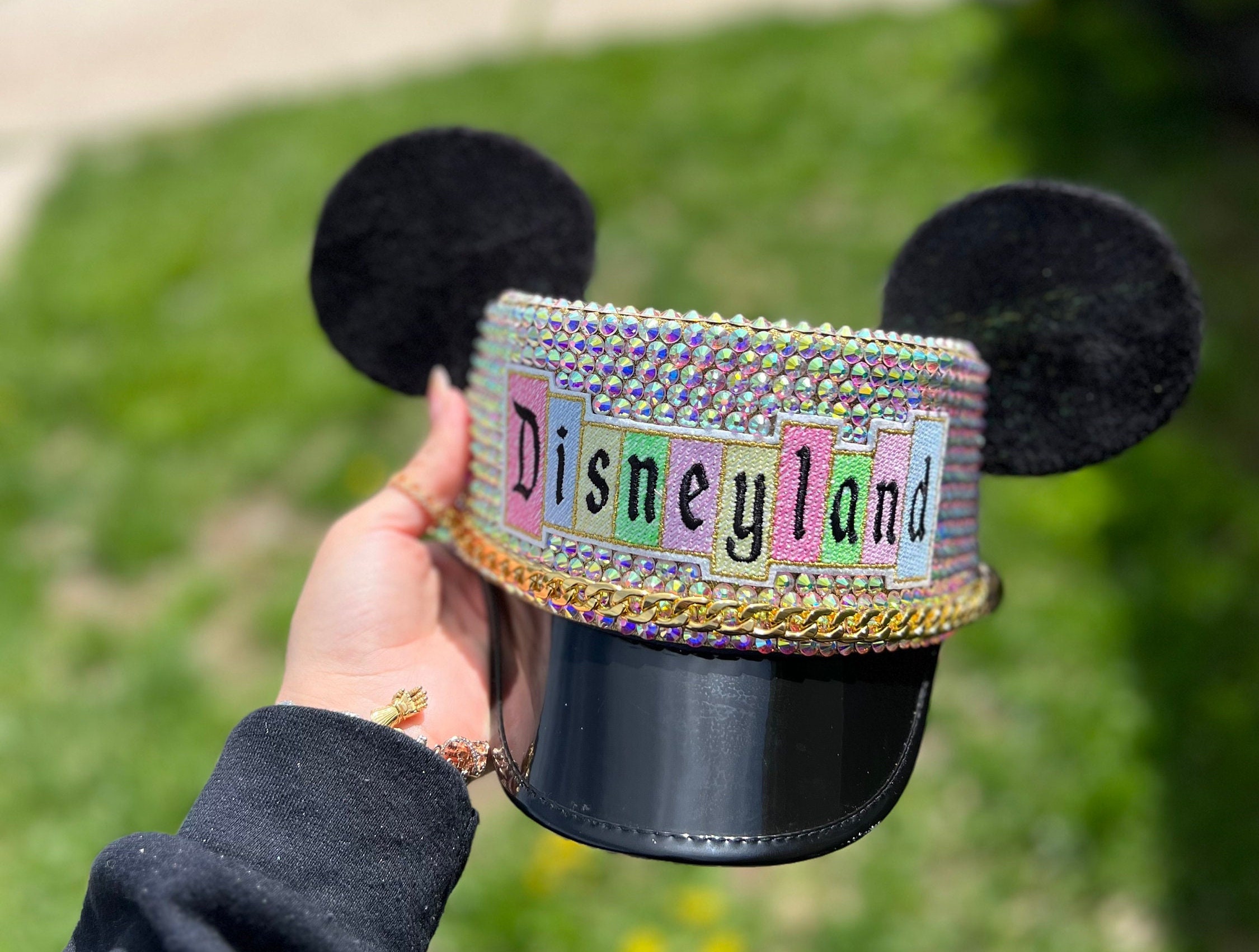 Bling Mickey Mouse hat Disney Parks Youth Pink and Black Hat, Dazzled Bling MIckey  main image 4