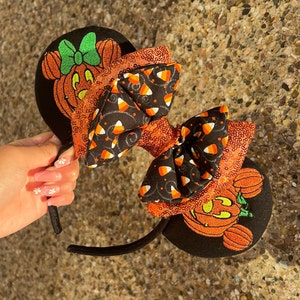 Embroidered Glow In The Dark Mouse Pumpkin Ears.