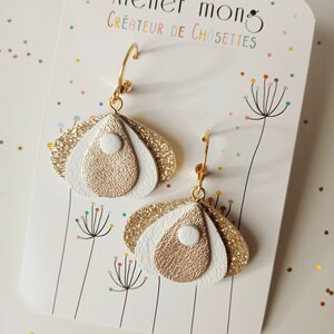 Boucles d'oreilles en cuir Blanc