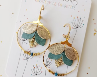 Lotus leather earrings