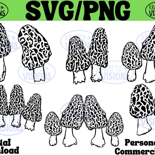 Morel Mushroom Svg Files Morel Mushroom Png Files Mushroom Etsy