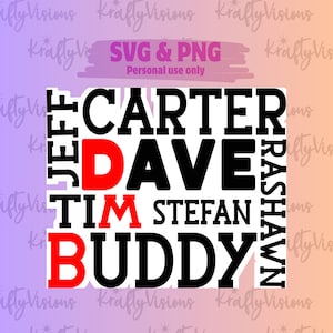 Dave SVG、Dave PNG、Dave Matthews、Dave Show、Dave シャツ Dave シルエット、音楽、ジャム バンド、DMB、Dave Tim Carter Stefan Rashawn Jeff Buddy