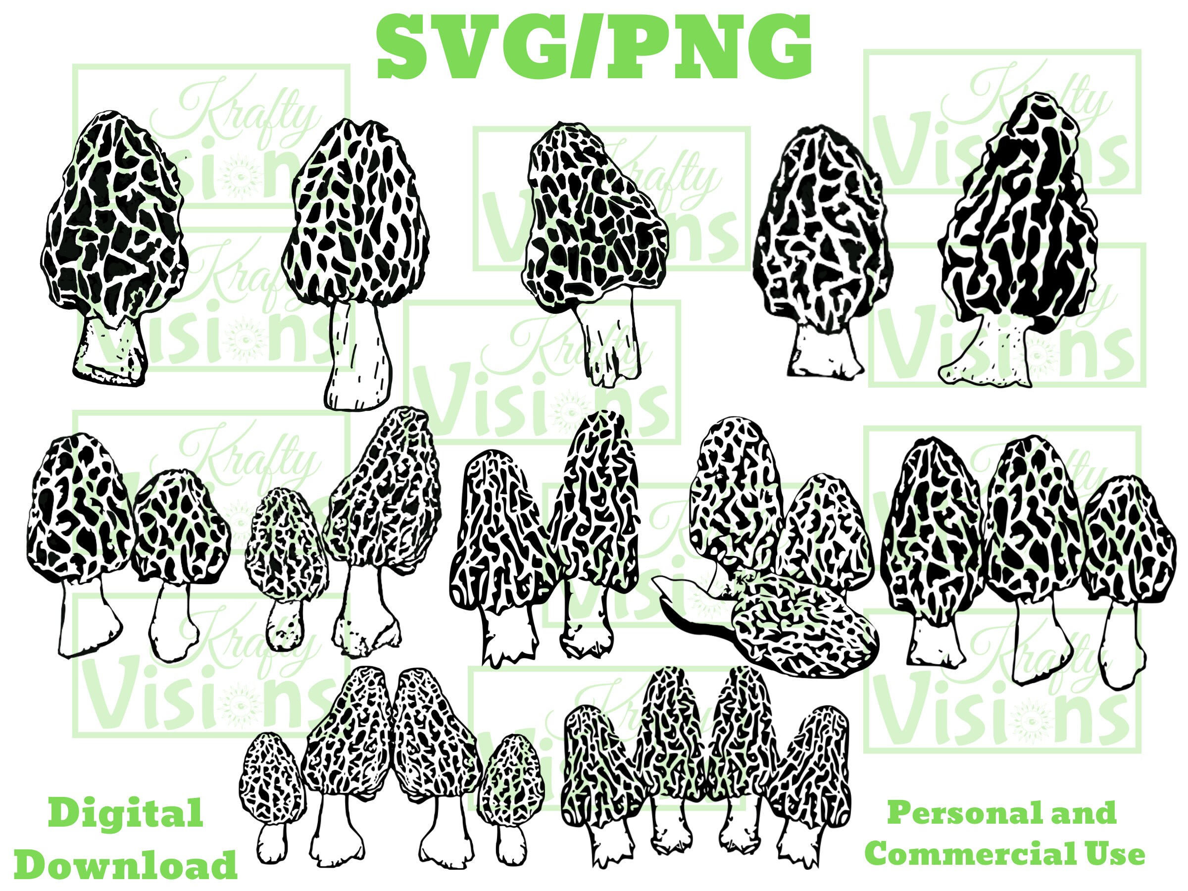 Morel Mushroom SVG/PNG Bundle - Etsy