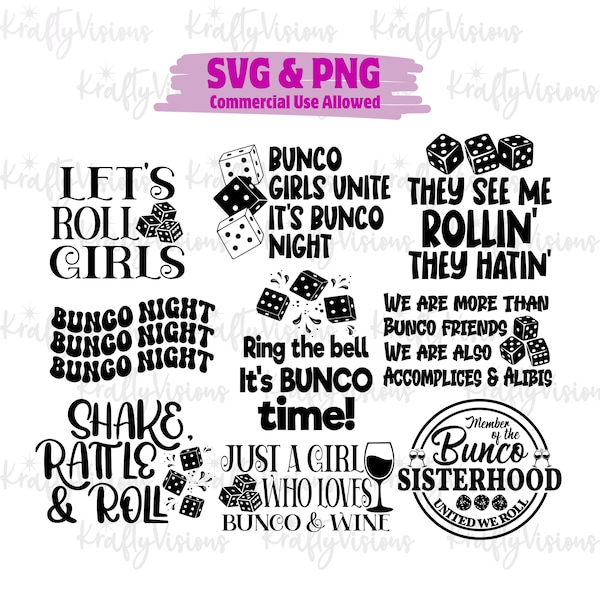 Bunco SVG Bundle, Bunco PNG, Bunco Night,  Bunco Game, Bunco Shirt, Bunco gift, Bunco Group, Dice Game, Bunco SVG