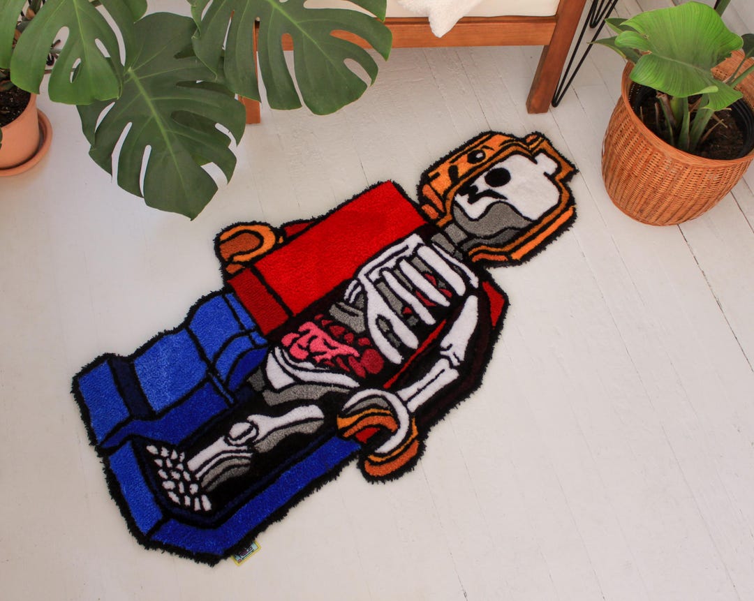 Ruggable Skeleton Rug Hand Tufted Lego Mini-fig Skeleton Rug - Handmade Home Decor - Etsy