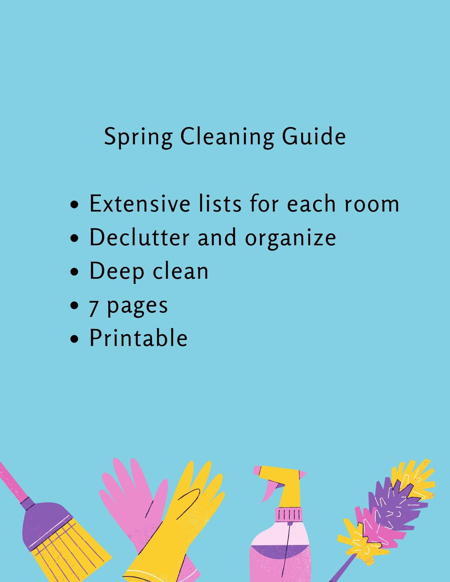 Printable Spring Cleaning Checklists - Room by Room - Etsy