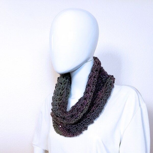 Dressy Crochet Cowl. Crocheted Neckwarmer. Hand crocheted cowl. Silky neckwarmer. Neck accessory. Business casual. Gift for Women.