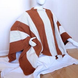 CROCHET PATTERN. Pumpkin Spice Latte Poncho Pattern. Tunisian Crochet. Easy Crochet project. Create A Unisex Striped Poncho.