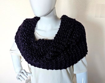 Outlander Inspired Chunky Knit Cowl: Gothic Grape Infinity Scarf