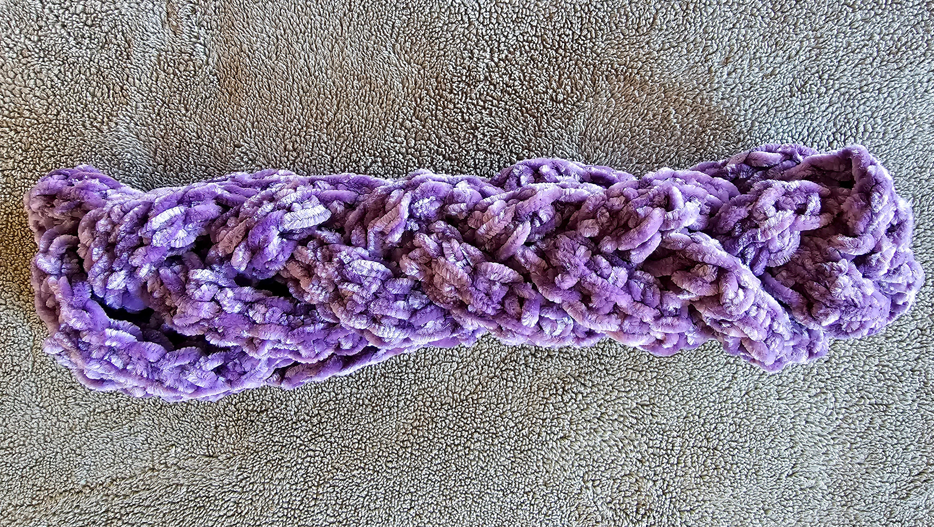 Amethyst Braided Ear warmer. Purple Velvet Headband. Crochet ear warmer. Boho headband. Handmade hair accessory. Winter ear covering. - Thumbnail 2