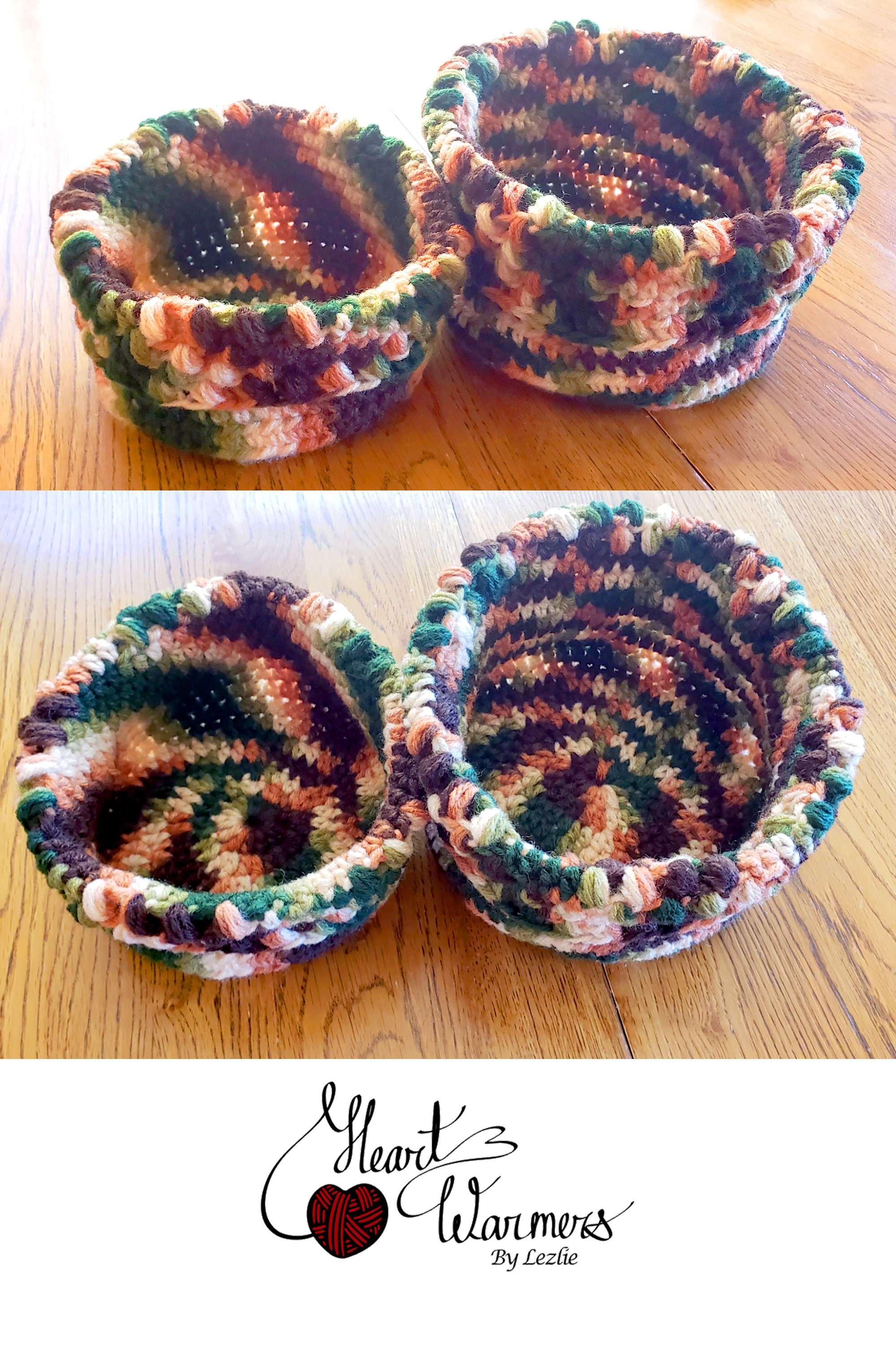 Crochet basket. Multipurpose baskets. Set of 2 Foldable storage. Remotes organizer. Storage decoration. Handmade storage basket. Yarn basket - Thumbnail 2