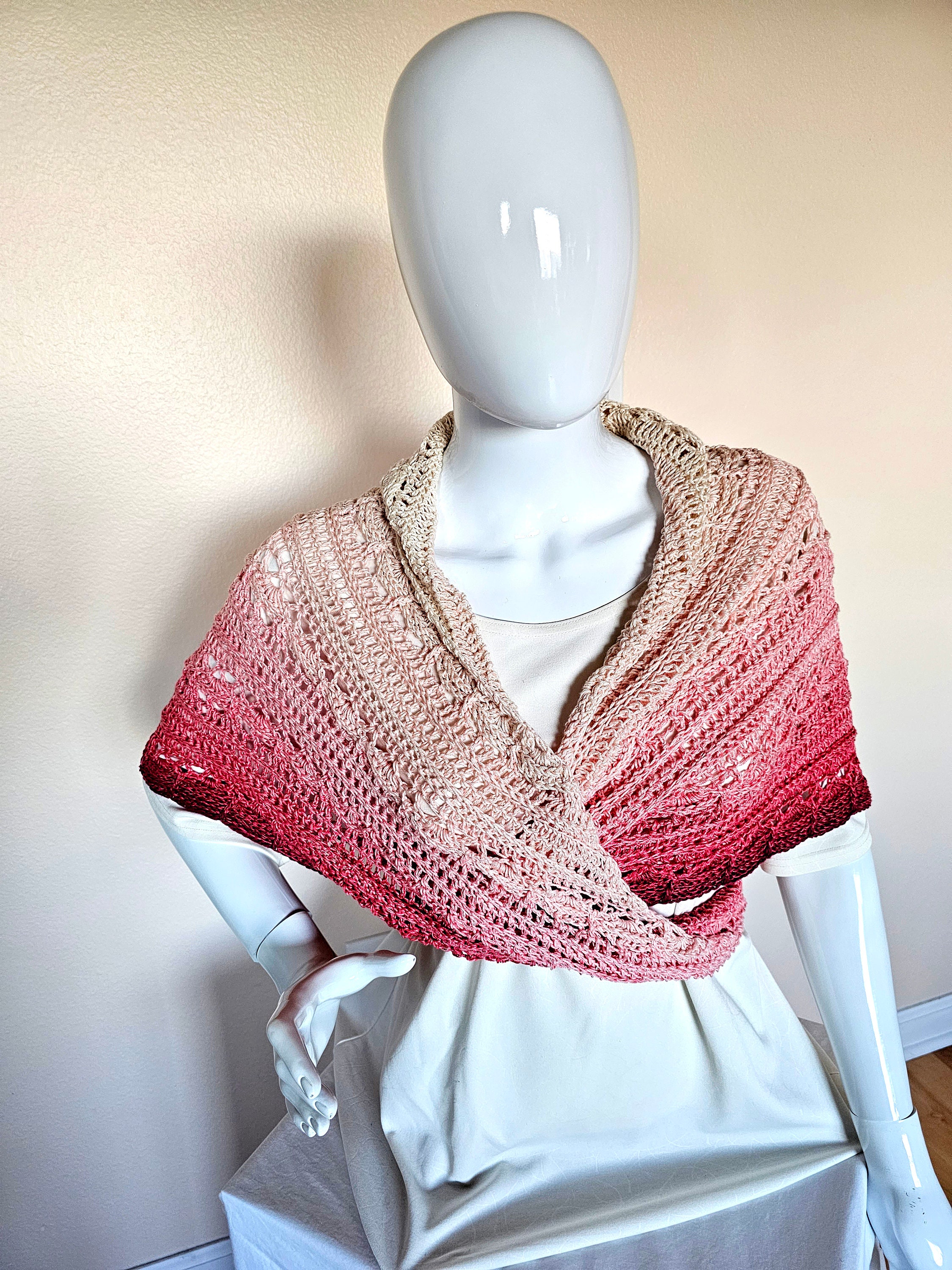 Crochet triangle shawl. Unique chic wrap. Cozy triangle shawl. Rose and Cream Wedding Stole. Gift for Her. Handmade Large shawl. - Thumbnail 5
