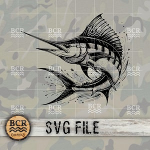 Blue Marlin SVG, Marlin Fish SVG, Marlin Fishing SVG, Blue Marlin Digital Download, Marlin Fish, Fishing, Offshore Fishing, Fish Download
