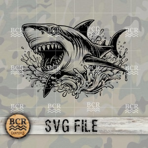 Gran Tiburón Blanco SVG, Gran SVG Blanco, Tiburón SVG, Gran Tiburón Blanco Descarga Digital, Pesca de Tiburón, Descarga de Tiburón, Diseño de Tiburón