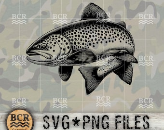 Brown Trout SVG, Brown Trout PNG, Trout Svg, Trout Fishing SVG, Trout Fishing Design, Fishing Svg, Trout Laser Print File, Fishing Design