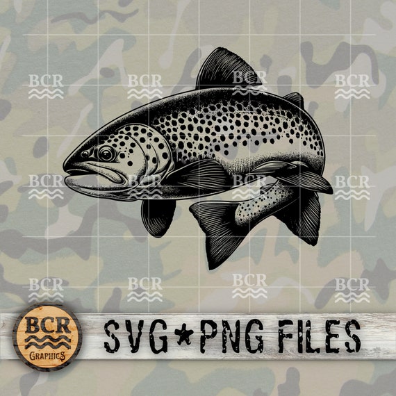 Brown Trout SVG, Brown Trout PNG, Trout Svg, Trout Fishing SVG, Trout Fishing Design, Fishing Svg, Trout Laser Print File, Fishing Design