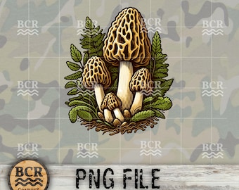 Morel Mushroom PNG, Morel Mushroom Sublimation Design, Morel Hunting PNG, Morel Hunting Design, Foraging Png, Mushroom Lover, Cottagecore