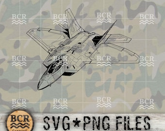 F-22 Raptor Stealth Fighter Jet SVG, USAF, Aeronautica Militare, Aereo, Quinta Generazione, File Laser, Download Digitale