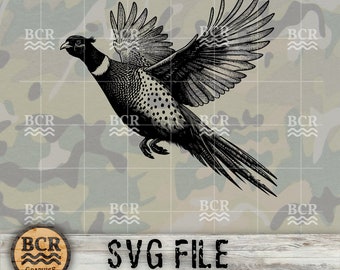Ring Necked Pheasant SVG, Flying Pheasant SVG, Pheasant Digital Download, Pheasant Hunting SVG, Hunting Svg, Pheasant Season, Bird Hunting