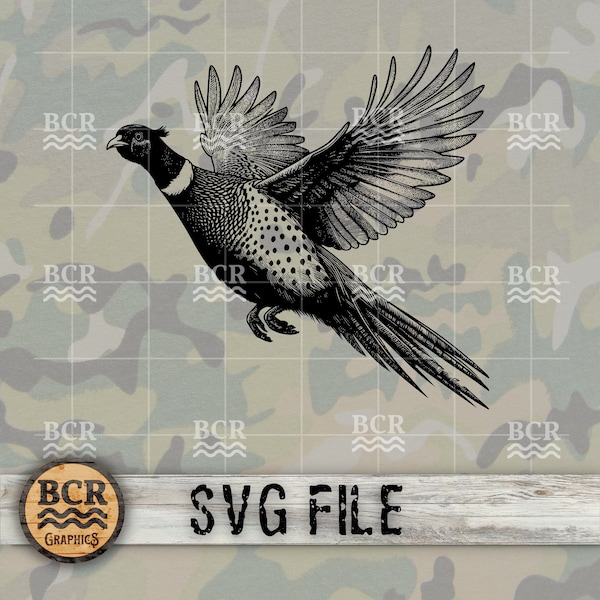 Ring Necked Pheasant SVG, Flying Pheasant SVG, Pheasant Digital Download, Pheasant Hunting SVG, Hunting Svg, Pheasant Season, Bird Hunting