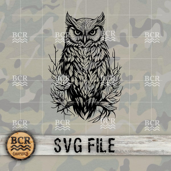 Great Horned Owl SVG, Perched Owl SVG, Great Horned Owl Digital Download, Owl Clipart, Great Horned Owl Clipart, Wildlife SVG, Bird svg