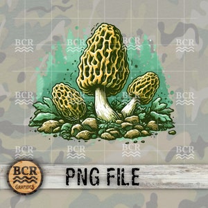 Morel Mushroom PNG, Morel Mushroom Sublimation Design, Morel Hunting PNG, Morel Hunting Design, Foraging Png, Mushroom Lover, Cottagecore