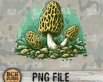 Morel Mushroom PNG, Morel Mushroom Sublimation Design, Morel Hunting PNG, Morel Hunting Design, Foraging Png, Mushroom Lover, Cottagecore