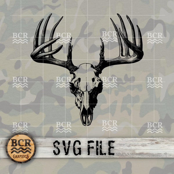 Big Buck Skull SVG, Buck Skull Digital Download, Deer Hunting SVG, Antlers, Deer Season, Hunting Clipart, Sticker, Vinyl, Decal, Cricut