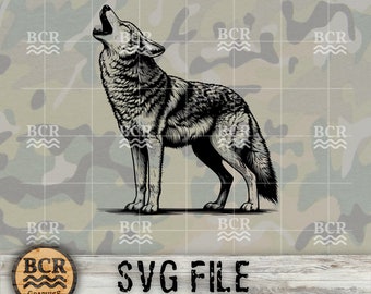 Coyote SVG, Howling Coyote SVG, Coyote Hunting SVG, Coyote Digital Download, Coyote Clipart, Coyote Clip Art, Coyote Vector, Yote, Song Dog