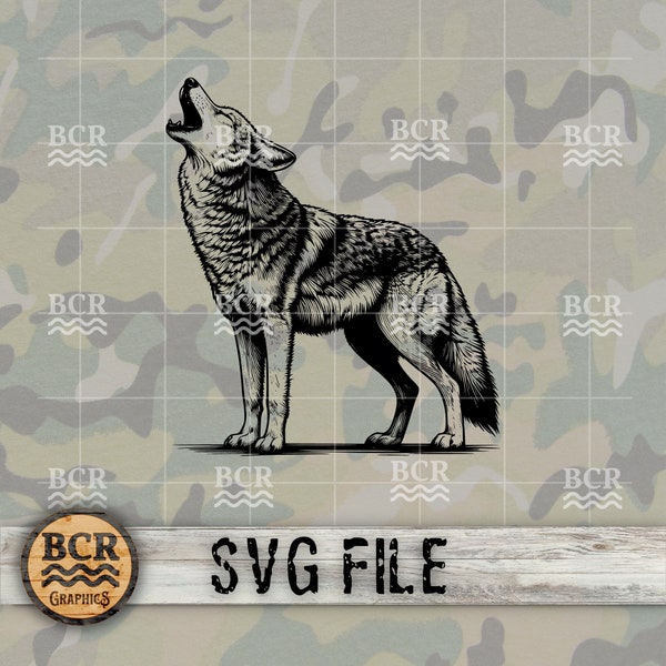 Coyote SVG, Howling Coyote SVG, Coyote Hunting SVG, Coyote Digital Download, Coyote Clipart, Coyote Clip Art, Coyote Vector, Yote, Song Dog