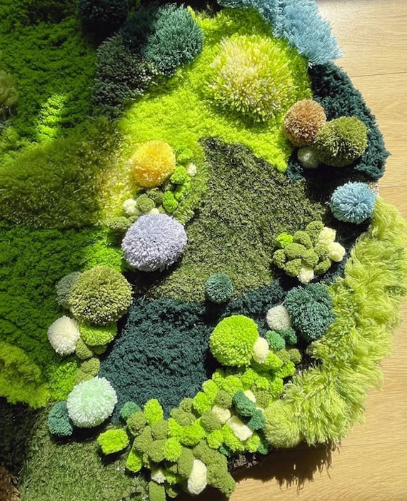 DIY Latch Hook Moss Rug Kit: Forest Green Yarn Craft - Etsy Israel