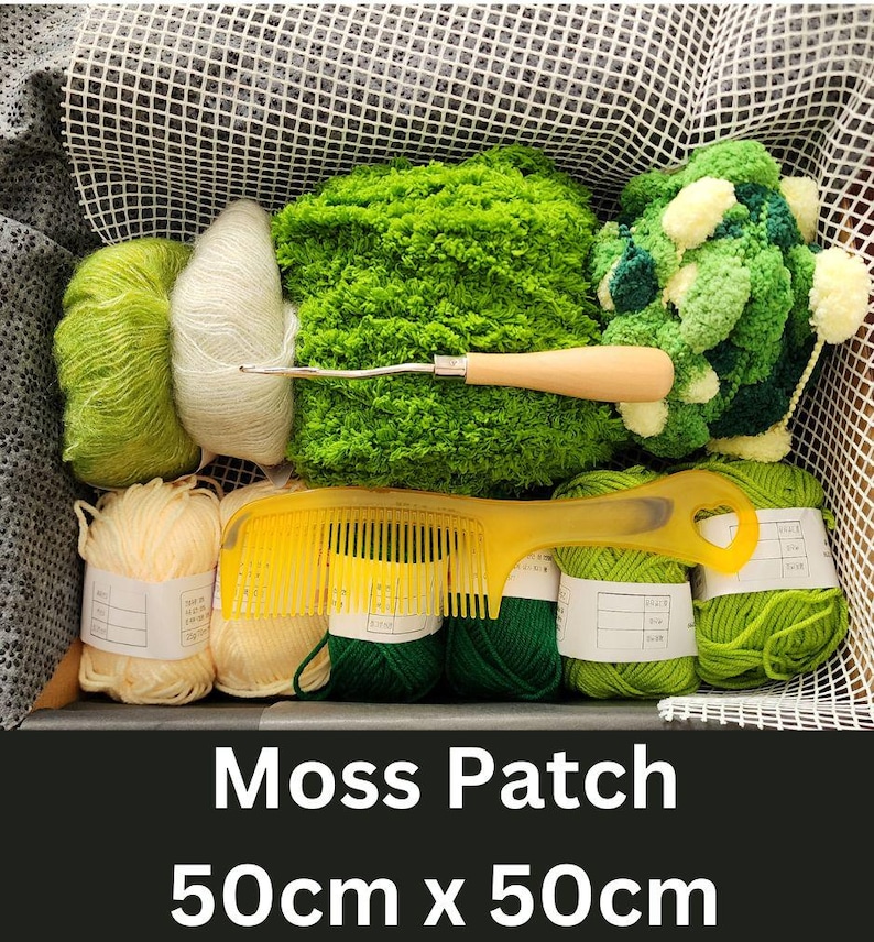 DIY Latch Hook Moss Rug Kit: Forest Green Yarn Craft - Etsy