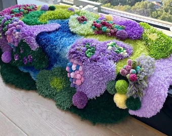 DIY Purple Moss Rug Making Kit | Latch Hook Moss Mat Kit | DIY Kit | Yarn Craft | DIY Craft Kit | Custom Rugs | Adult Craft Kit |Purple Rug