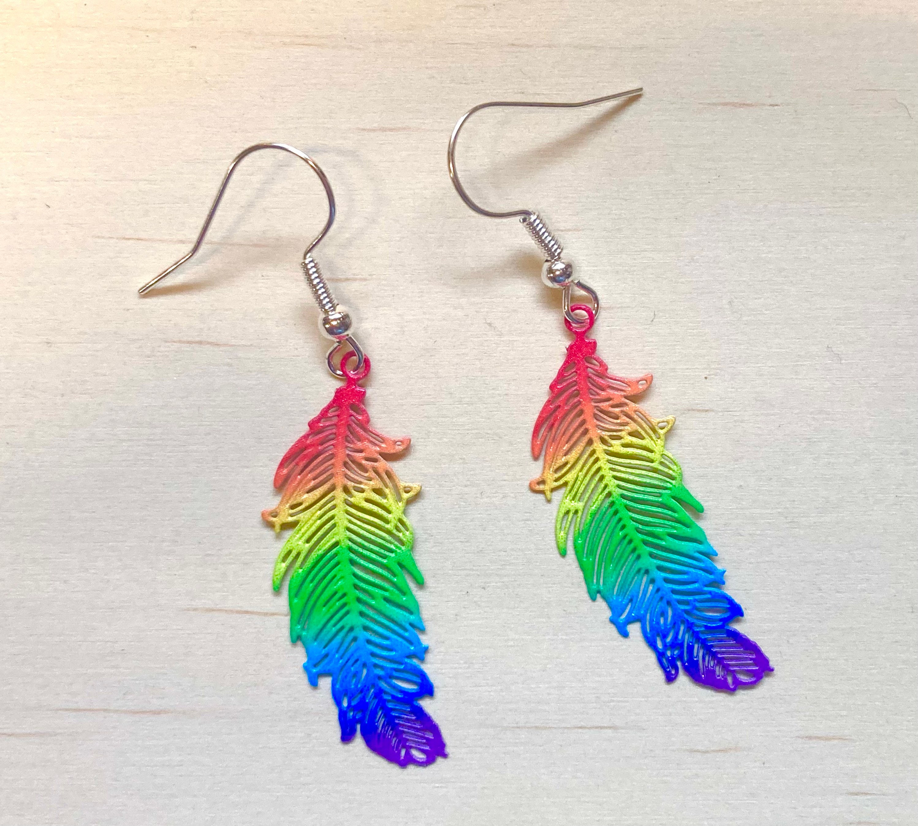 Rainbow Watercolor Bar Dangle Earrings/ 2/ Sublimation/ Hardboard