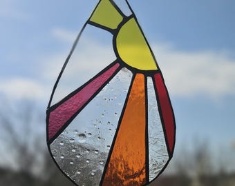 Stained glass sun tear drop large