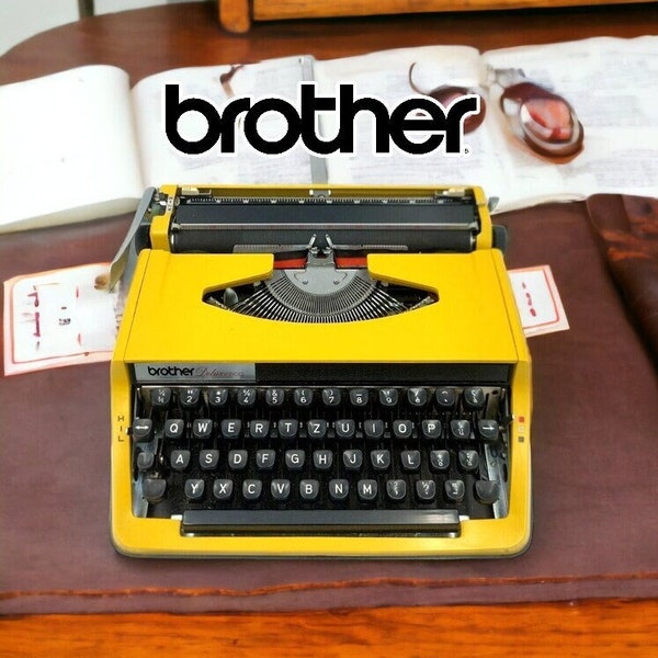 Machine à écrire vintage Brother Deluxe 800 Jaune - En parfait état de fonctionnement