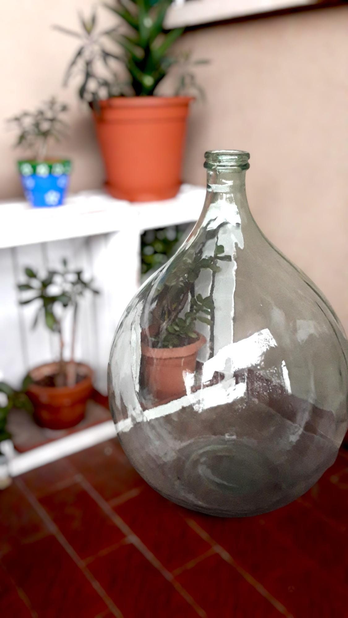 Vintage Transparent Glass Demijohn 54L – Rustic Decor, Home & Garden Decoration, Made in Italy
