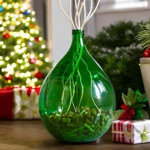 Antique Large 19th Century Italian made Green Demijohn, for interior, extern and garden