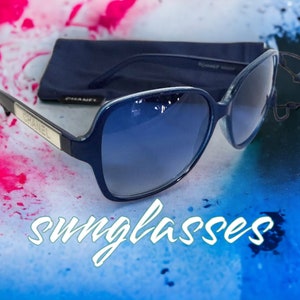 Authentic BLUE Vintage 90s Slim Tortoise Shell Rectangle Sunglasses