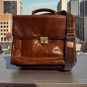 Vintage The Bridge Leather Briefcase – Italian Brown Leather Messenger Bag – Unisex Work Bag