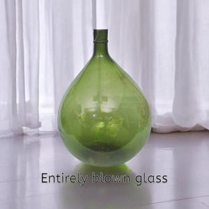 Antique Large 19th Century Italian made Green Demijohn, for interior, extern and garden