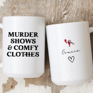 Personalized Name Mug True Crime Junkie Coffee Cup Gift Idea For Friend Podcast Lover Custom Gift Ceramic Cup Drink Holder Kitchen Counter