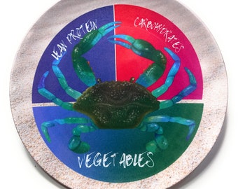 Blue crab Portion Control Plate for adults and children, Dish 10", Chesapeake Bay inspired