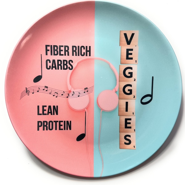 50s inspired Portion Control Plate for music lovers,  "Scrabble Dish 10" dish, vintage design rock, and roll Decoware TM