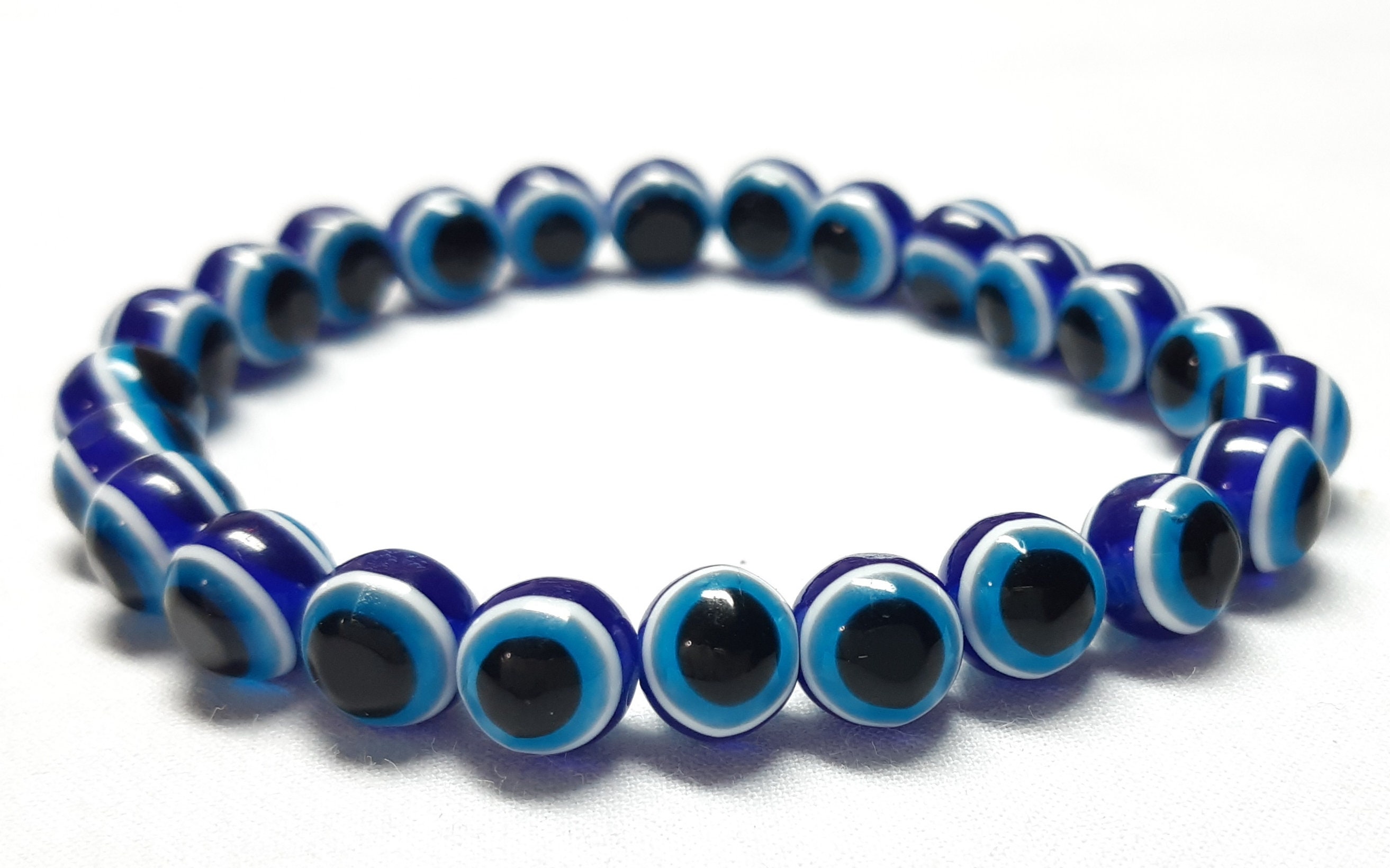 Blue Evil Eye Bracelet 8mm Beads Evil Eye Etsy